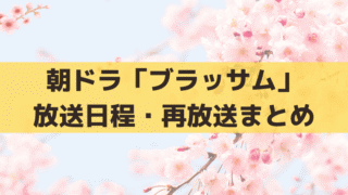 朝ドラ「ブラッサム」再放送・総集編は何時から？NHK総合・BSの放送時間まとめ
